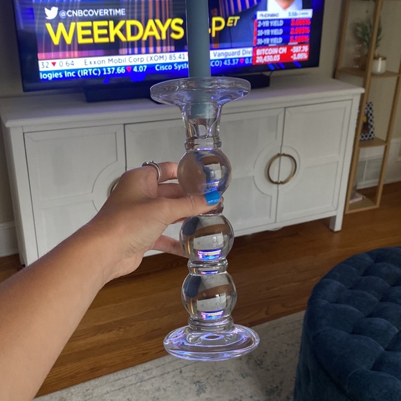 2 Glass candlestick holders - great condition. - Picture 2 of 2